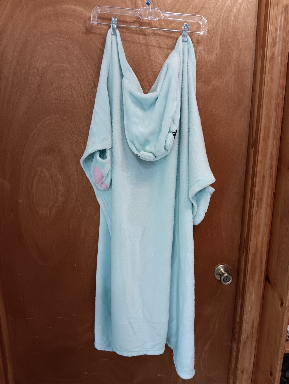 Dream Street Plush Hooded Robe Poncho - Light Blue Teddy Bear